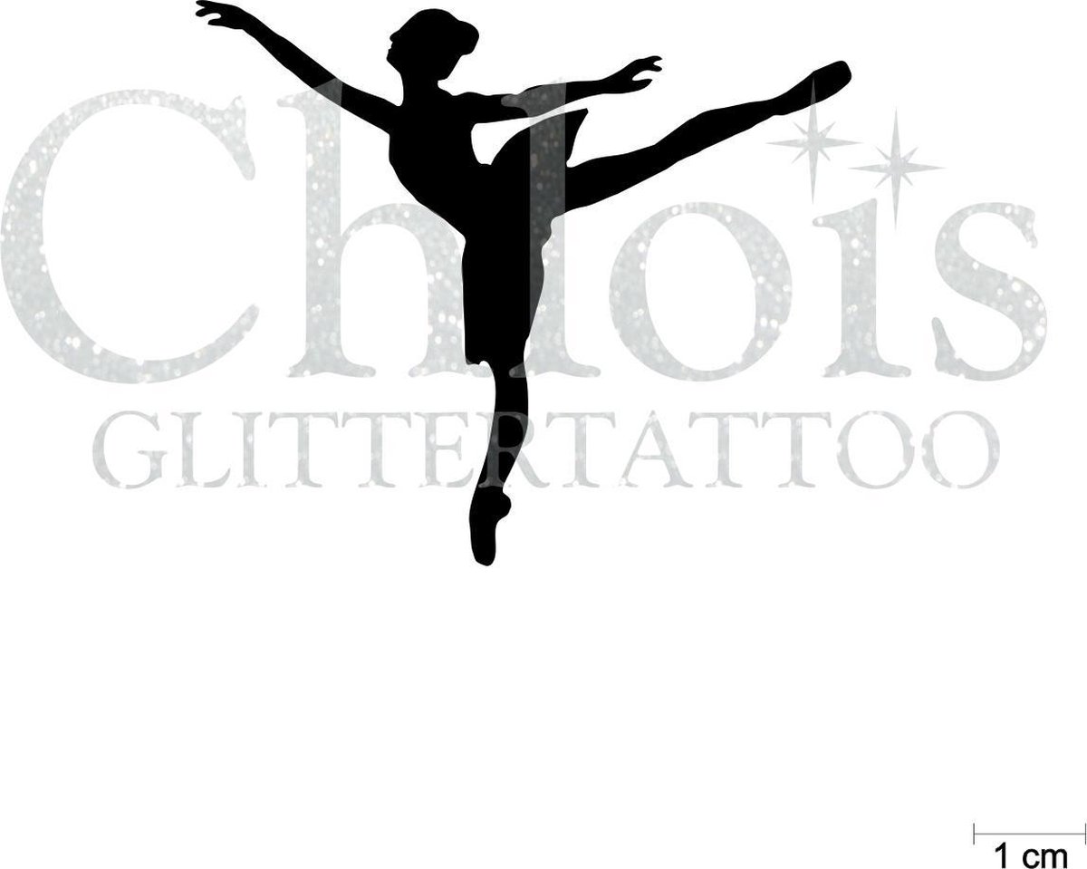 Chloïs Glittertattoo Sjabloon 5 Stuks - Ballet Elvy - CH6520 - 5 stuks gelijke zelfklevende sjablonen in verpakking - Geschikt voor 5 Tattoos - Nep Tattoo - Geschikt voor Glitter Tattoo, Inkt Tattoo of Airbrush