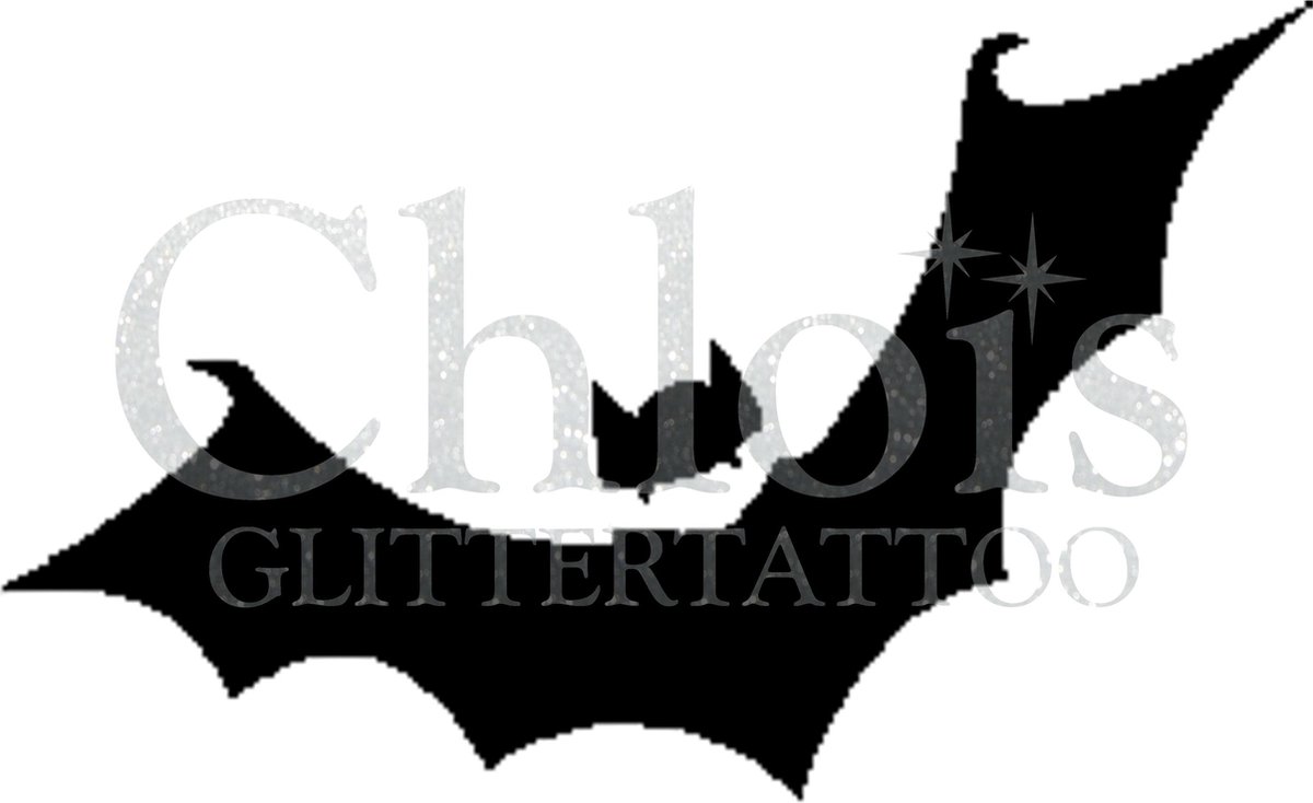 Chloïs Glittertattoo Sjabloon 5 Stuks - Bat - CH8400 - 5 stuks gelijke zelfklevende sjablonen in verpakking - Geschikt voor 5 Tattoos - Nep Tattoo - Geschikt voor Glitter Tattoo, Inkt Tattoo of Airbrush