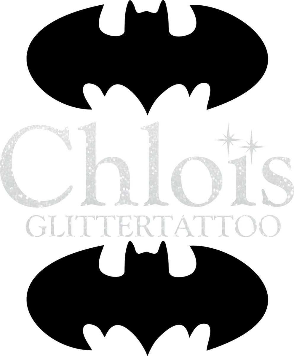 Chloïs Glittertattoo Sjabloon 5 Stuks - Bat - Duo Stencil - CH8401 - 5 stuks gelijke zelfklevende sjablonen in verpakking - Geschikt voor 10 Tattoos - Nep Tattoo - Geschikt voor Glitter Tattoo, Inkt Tattoo of Airbrush