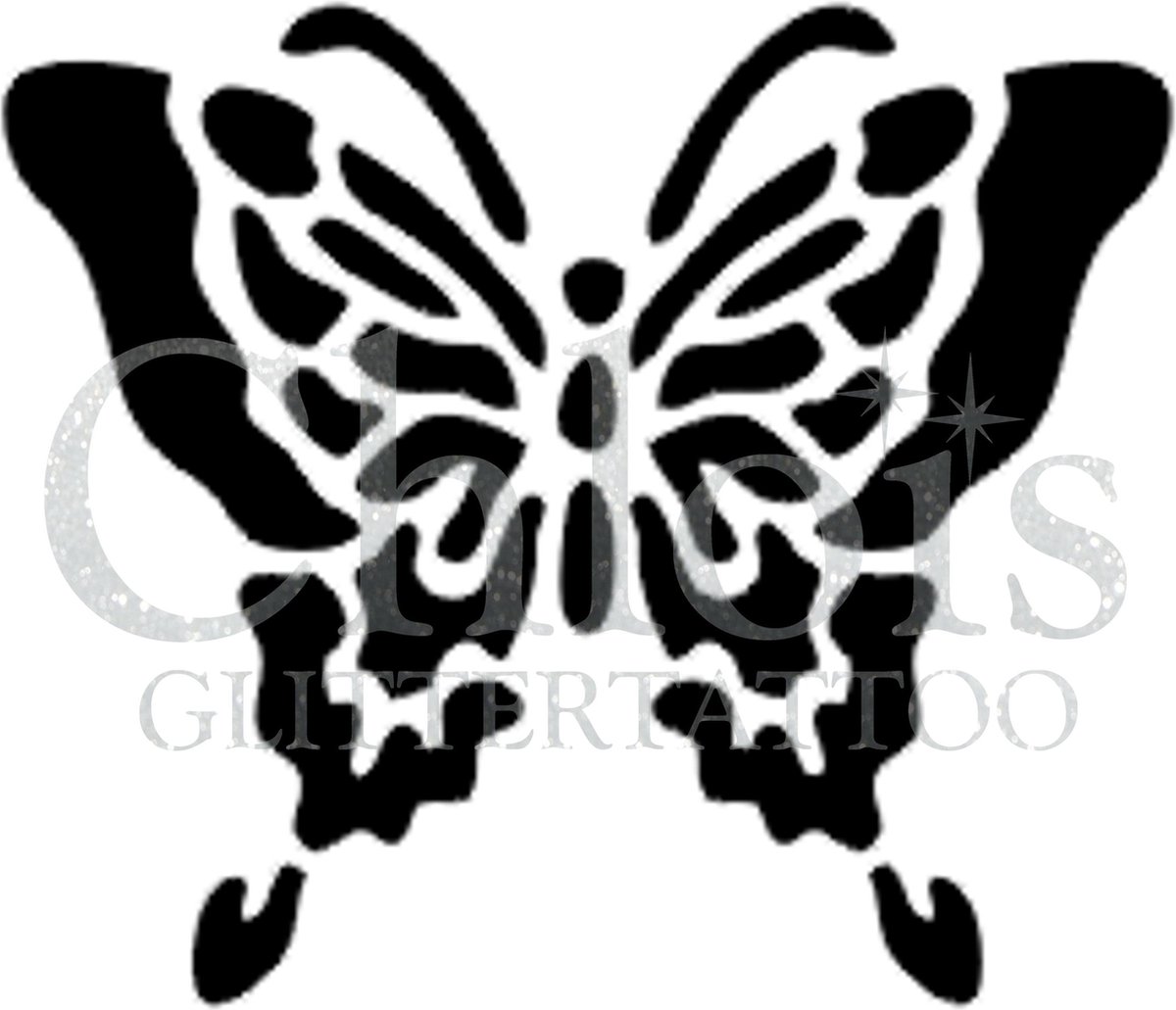 Chloïs Glittertattoo Sjabloon 5 Stuks - Butterfly Demi - CH2021 - 5 stuks gelijke zelfklevende sjablonen in verpakking - Geschikt voor 5 Tattoos - Nep Tattoo - Geschikt voor Glitter Tattoo, Inkt Tattoo of Airbrush