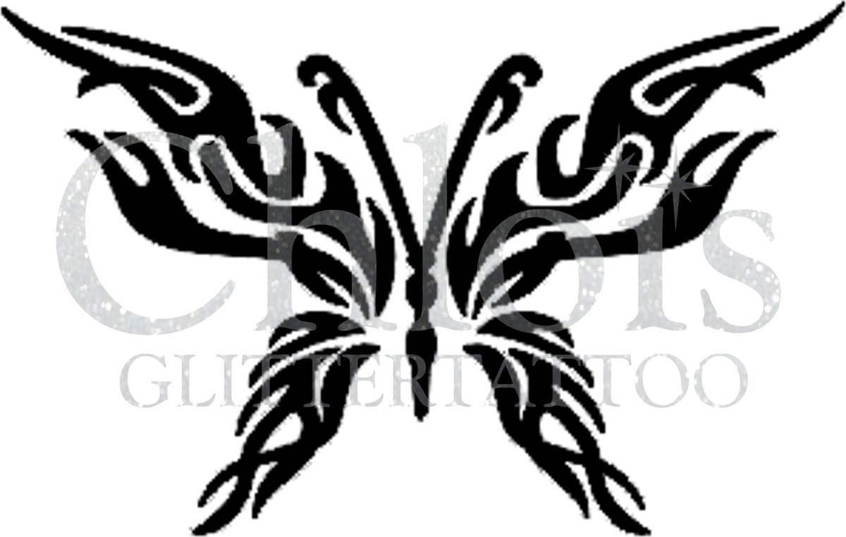 Chloïs Glittertattoo Sjabloon 5 Stuks - Butterfly Trible - CH2000 - 5 stuks gelijke zelfklevende sjablonen in verpakking - Geschikt voor 5 Tattoos - Nep Tattoo - Geschikt voor Glitter Tattoo, Inkt Tattoo of Airbrush