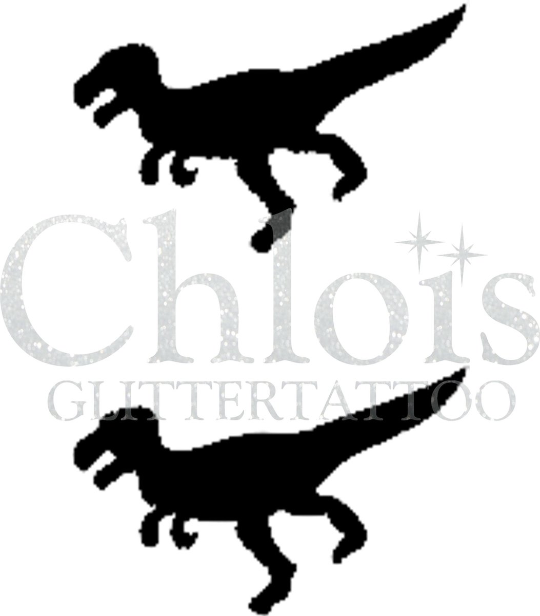 Chloïs Glittertattoo Sjabloon 5 Stuks - Dino - Duo Stencil - CH1900 - 5 stuks gelijke zelfklevende sjablonen in verpakking - Geschikt voor 10 Tattoos - Nep Tattoo - Geschikt voor Glitter Tattoo, Inkt Tattoo of Airbrush