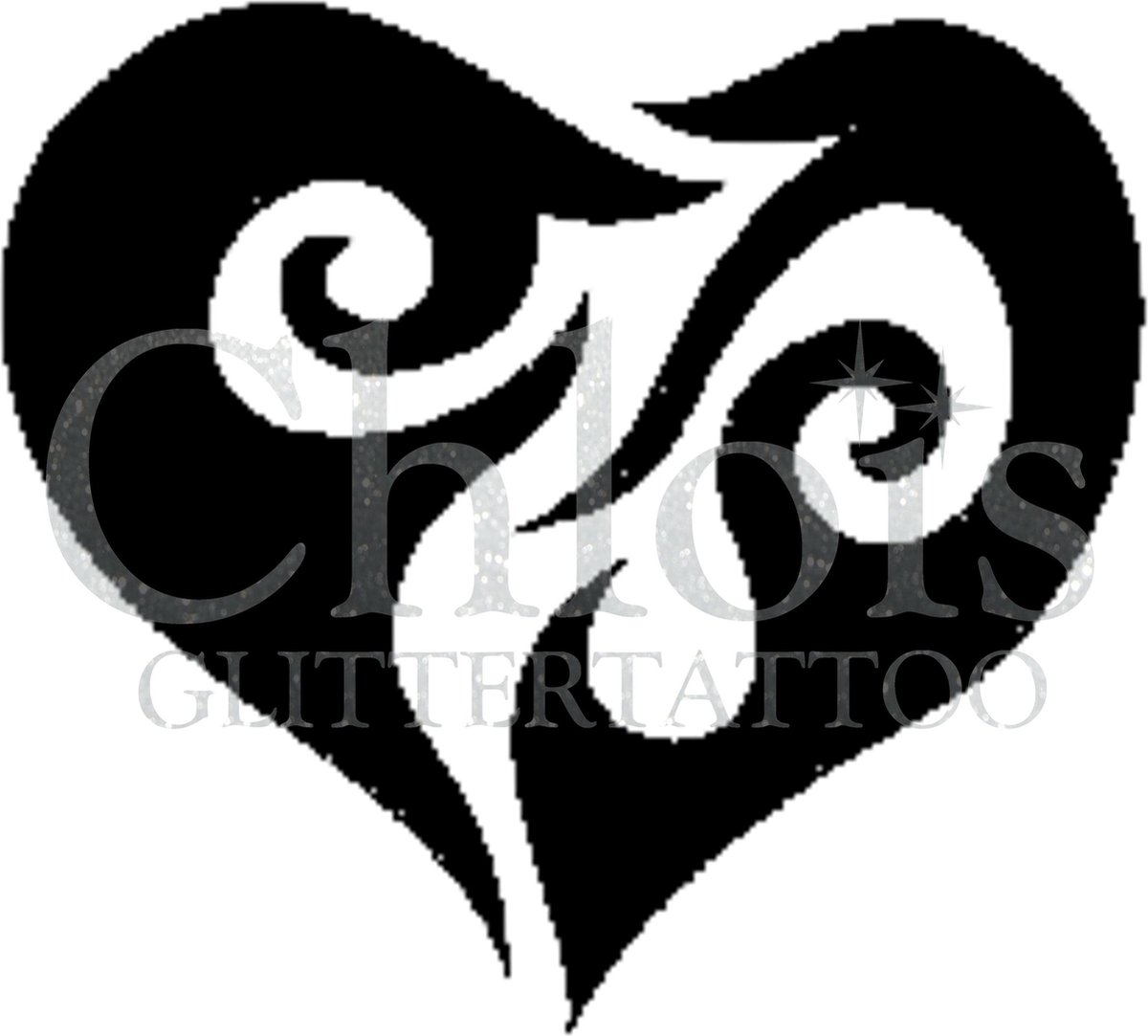 Chloïs Glittertattoo Sjabloon 5 Stuks - Heart - CH4812 - 5 stuks gelijke zelfklevende sjablonen in verpakking - Geschikt voor 5 Tattoos - Nep Tattoo - Geschikt voor Glitter Tattoo, Inkt Tattoo of Airbrush