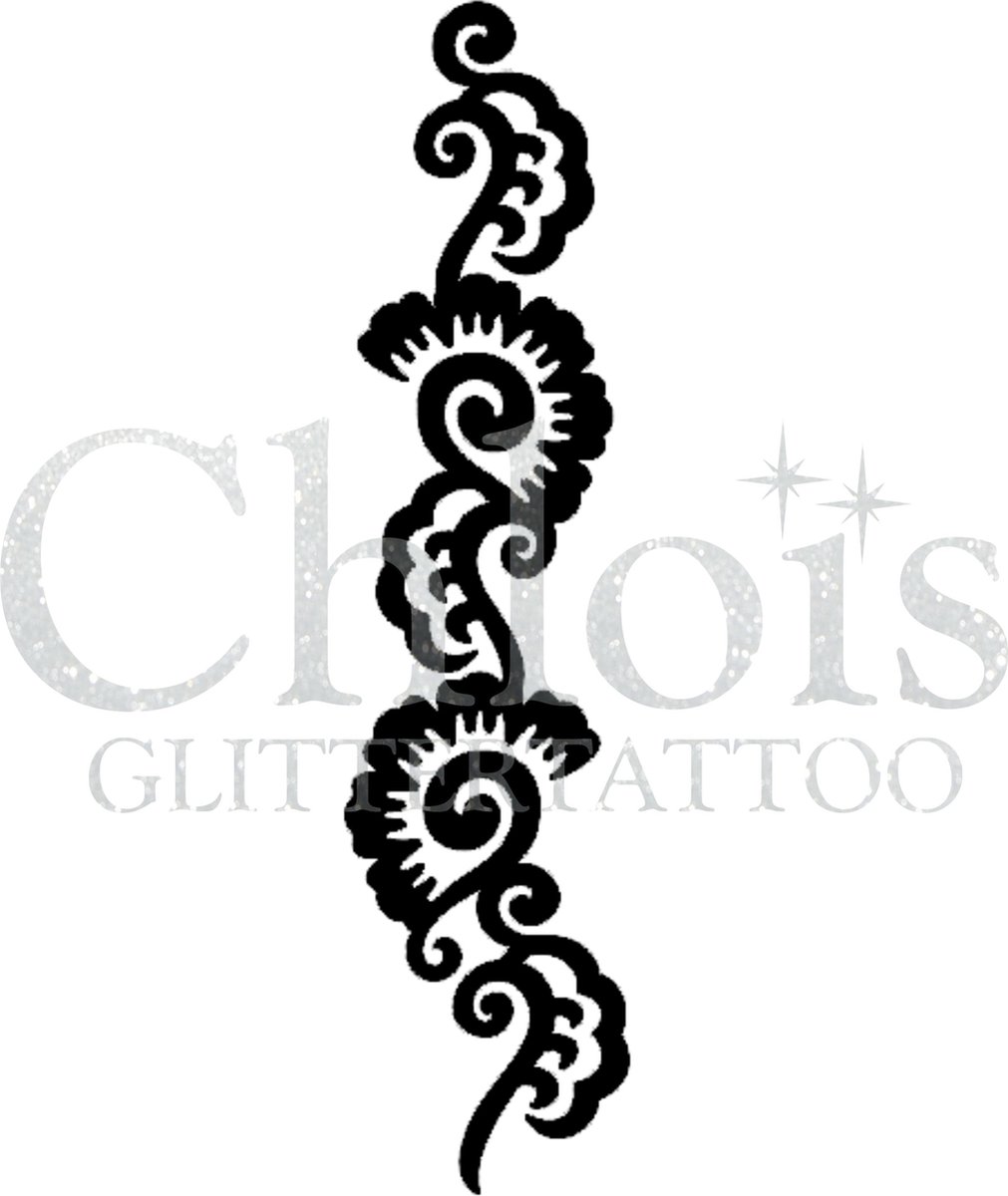 Chloïs Glittertattoo Sjabloon 5 Stuks - Henna Flower - CH3006 - 5 stuks gelijke zelfklevende sjablonen in verpakking - Geschikt voor 5 Tattoos - Nep Tattoo - Geschikt voor Glitter Tattoo, Inkt Tattoo of Airbrush