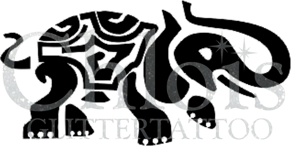 Chloïs Glittertattoo Sjabloon 5 Stuks - Indian Elephant - CH1203 - 5 stuks gelijke zelfklevende sjablonen in verpakking - Geschikt voor 5 Tattoos - Nep Tattoo - Geschikt voor Glitter Tattoo, Inkt Tattoo of Airbrush