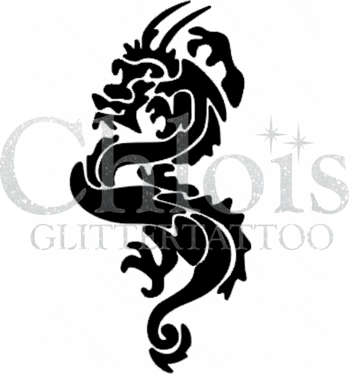 Chloïs Glittertattoo Sjabloon 5 Stuks - New Year Dragon - CH2502 - 5 stuks gelijke zelfklevende sjablonen in verpakking - Geschikt voor 5 Tattoos - Nep Tattoo - Geschikt voor Glitter Tattoo, Inkt Tattoo of Airbrush