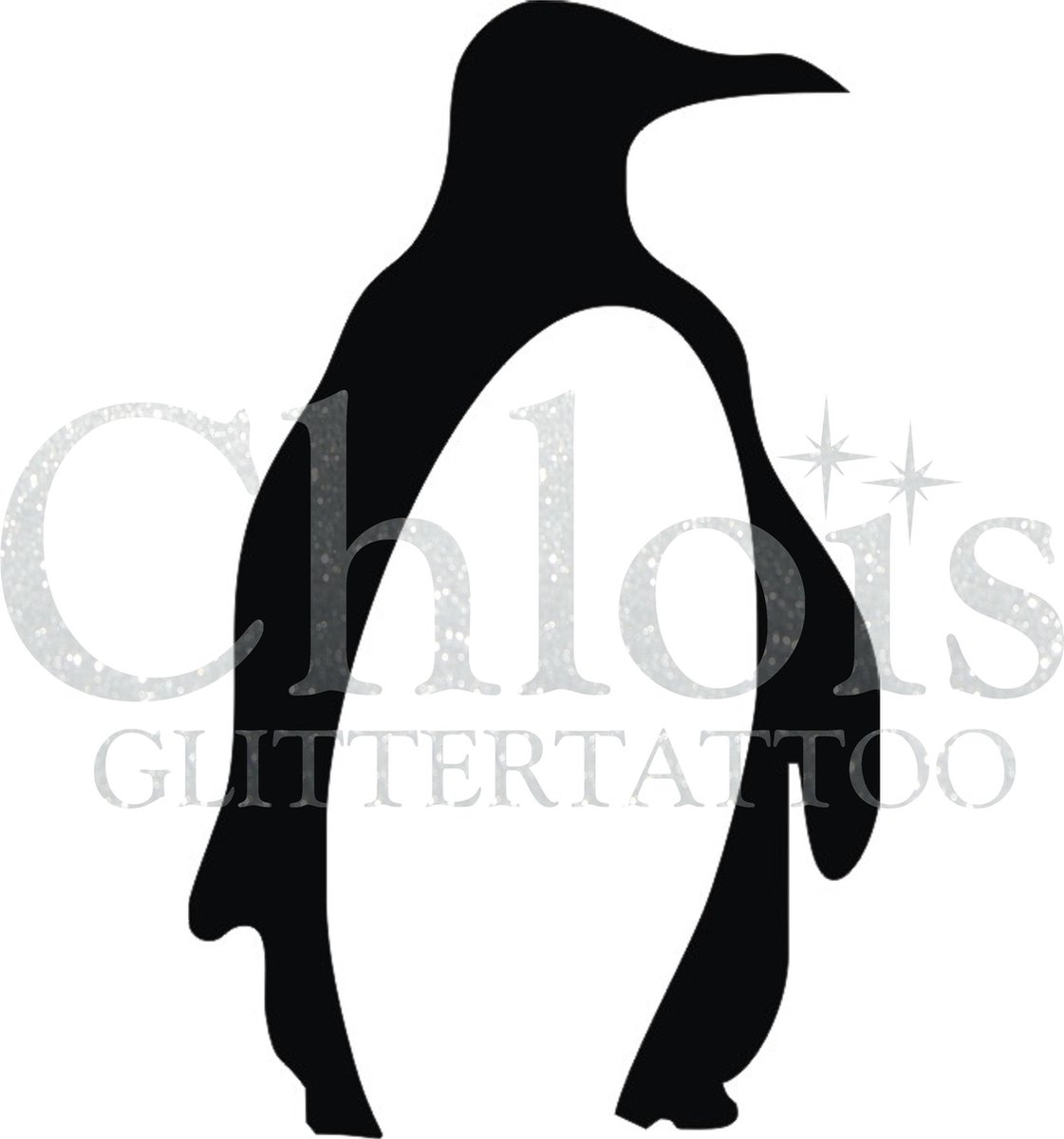 Chloïs Glittertattoo Sjabloon 5 Stuks - Penguin - CH1315 - 5 stuks gelijke zelfklevende sjablonen in verpakking - Geschikt voor 5 Tattoos - Nep Tattoo - Geschikt voor Glitter Tattoo, Inkt Tattoo of Airbrush