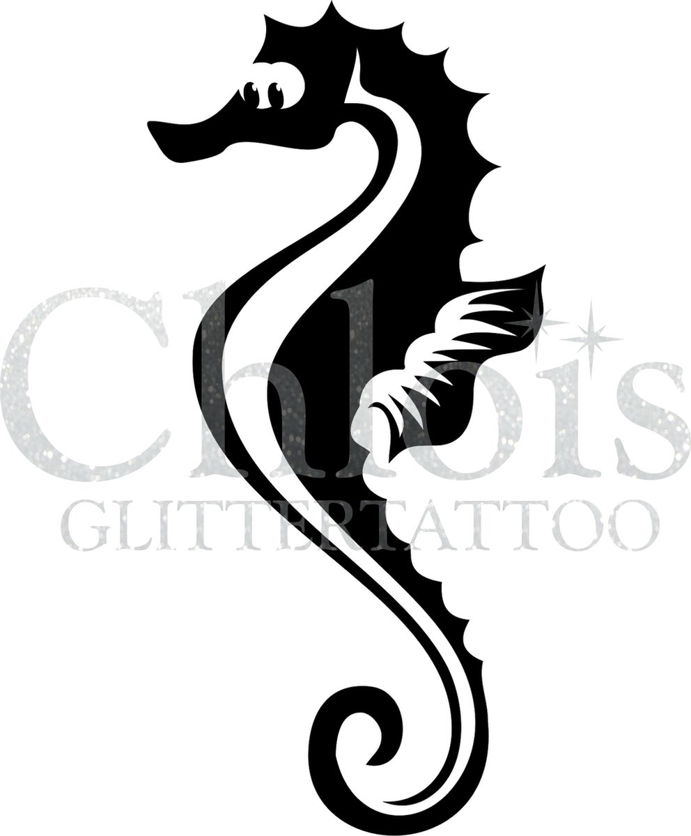 Chloïs Glittertattoo Sjabloon 5 Stuks - Seahorse 2 - CH1319 - 5 stuks gelijke zelfklevende sjablonen in verpakking - Geschikt voor 5 Tattoos - Nep Tattoo - Geschikt voor Glitter Tattoo, Inkt Tattoo of Airbrush