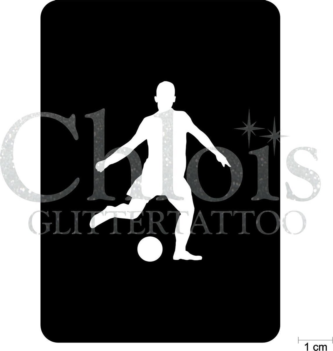 Chloïs Glittertattoo Sjabloon 5 Stuks - Soccer Player Dennis - CH6501 - 5 stuks gelijke zelfklevende sjablonen in verpakking - Geschikt voor 5 Tattoos - Nep Tattoo - Geschikt voor Glitter Tattoo, Inkt Tattoo of Airbrush