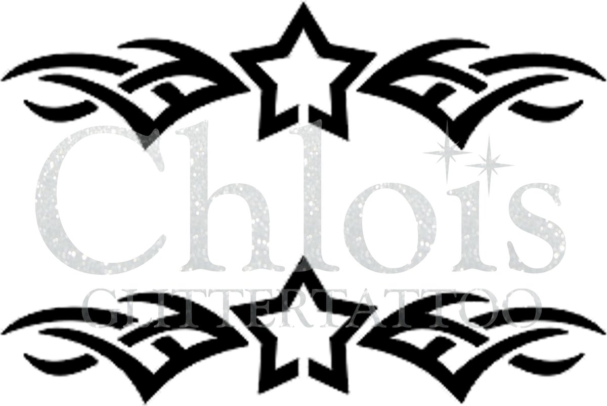 Chloïs Glittertattoo Sjabloon 5 Stuks - Star Band - Duo Stencil - CH4005 - 5 stuks gelijke zelfklevende sjablonen in verpakking - Geschikt voor 10 Tattoos - Nep Tattoo - Geschikt voor Glitter Tattoo, Inkt Tattoo of Airbrush