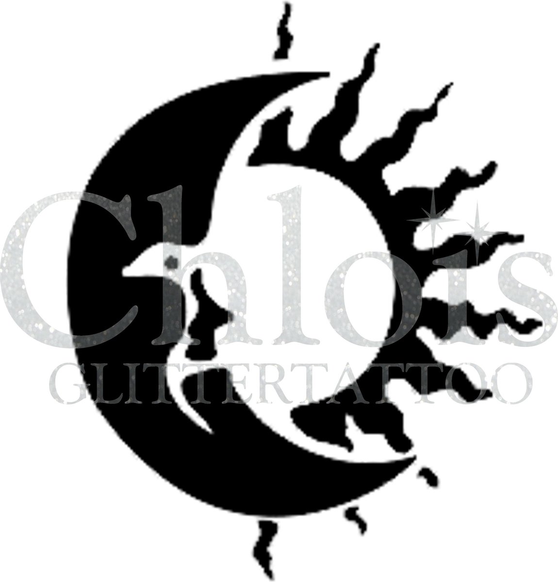 Chloïs Glittertattoo Sjabloon 5 Stuks - Sun & Moon - CH4013 - 5 stuks gelijke zelfklevende sjablonen in verpakking - Geschikt voor 5 Tattoos - Nep Tattoo - Geschikt voor Glitter Tattoo, Inkt Tattoo of Airbrush