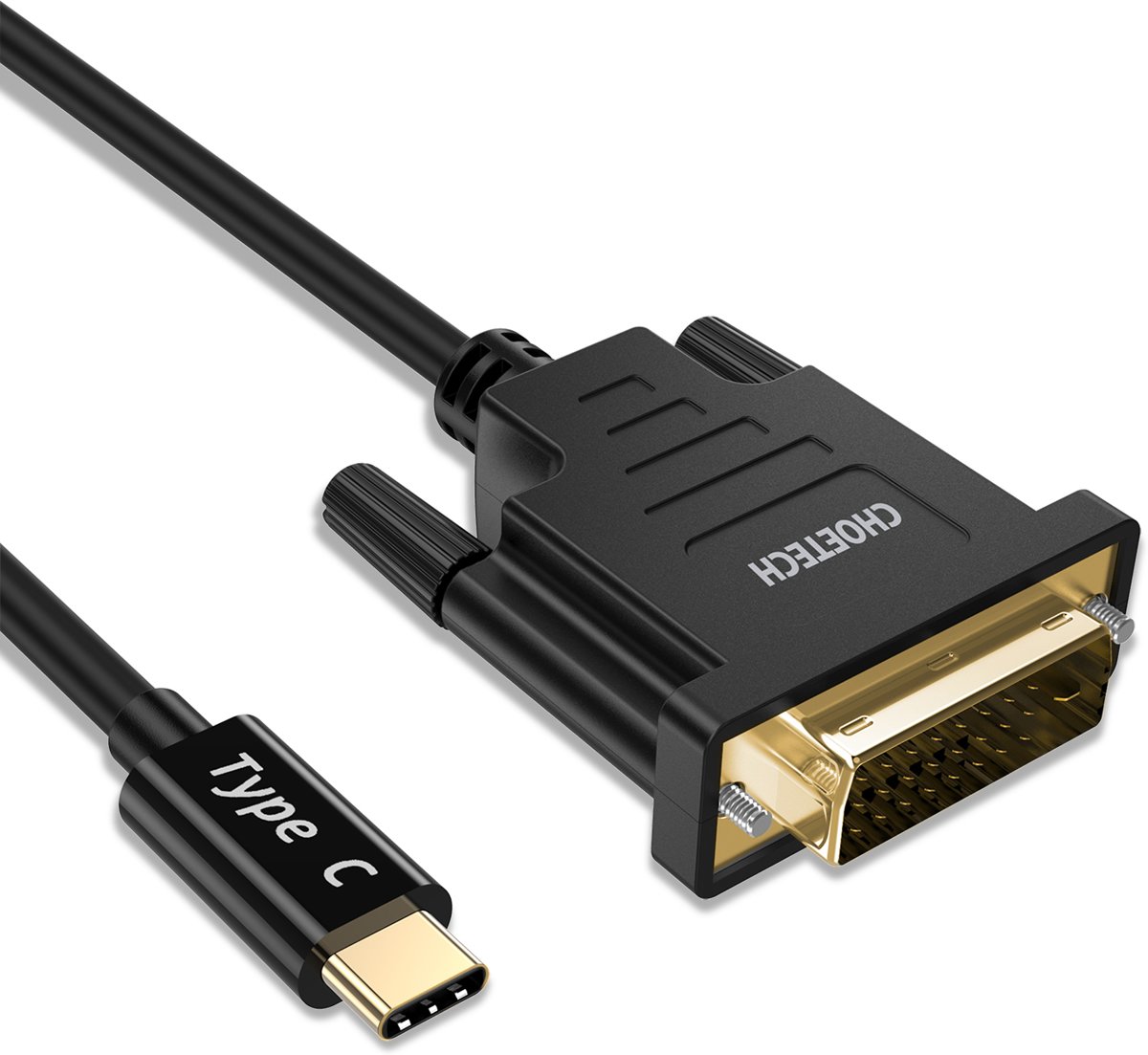 Choetech - USB Type-C naar DVI Adapter - Ondersteunt 4K 3840x2160 - Compatibel met Thunderbolt™ 3 - Zwart