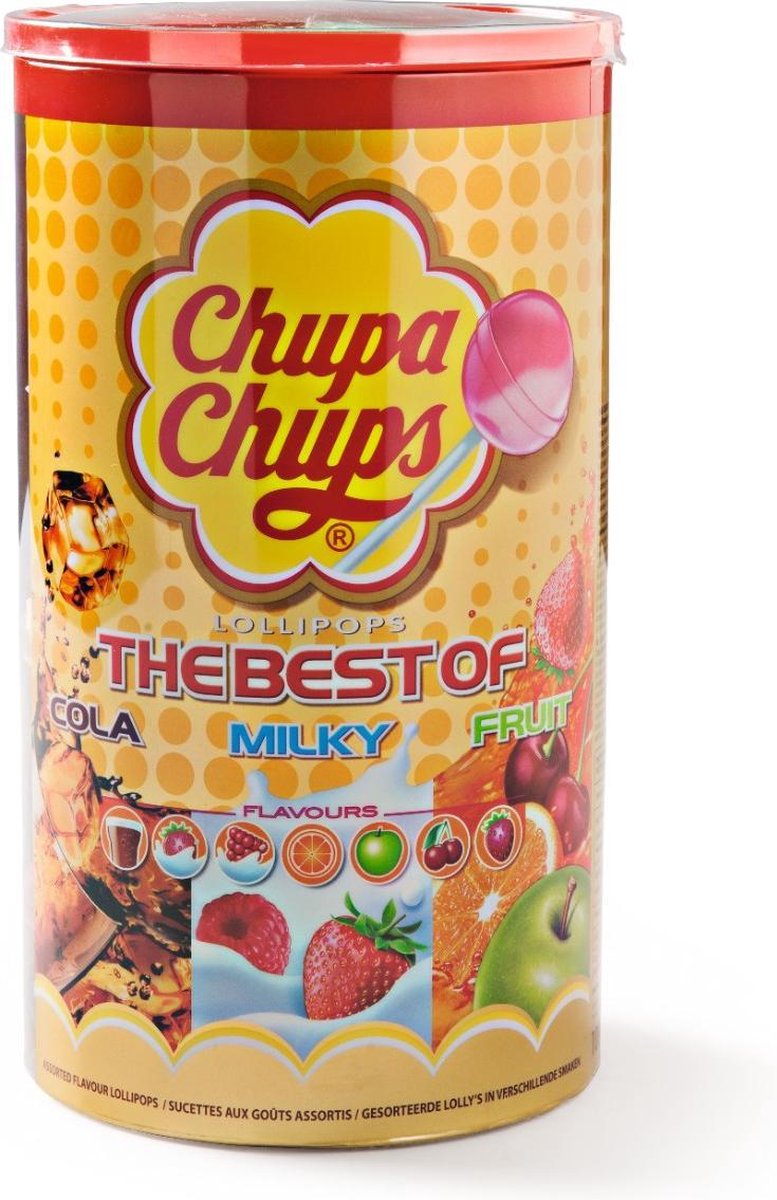 Chupa Chups Lollys the best of, silo 100 stuks x 6