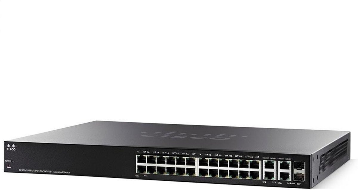 Cisco SF350-24 Managed L2/L3 Fast Ethernet (10/100) Zwart