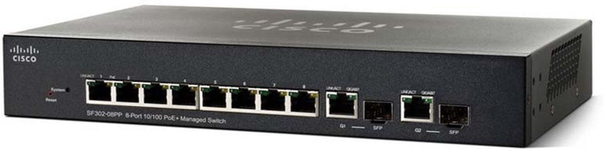 Cisco SF352-08MP Managed L2/L3 Fast Ethernet (10/100) Zwart Power over Ethernet (PoE)