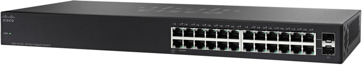 Cisco SG110-24 Unmanaged L2 Gigabit Ethernet (10/100/1000) Zwart