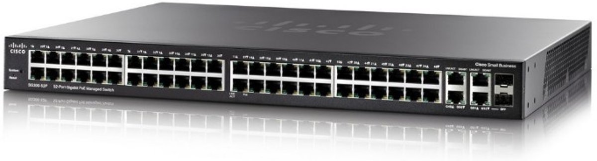 Cisco SG350-52P Managed L3 Gigabit Ethernet (10/100/1000) Power over Ethernet (PoE) 1U Zwart