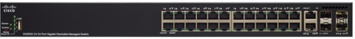 Cisco SG350X-24P Managed L3 Gigabit Ethernet (10/100/1000) Power over Ethernet (PoE) 1U Zwart