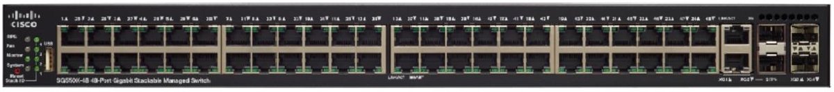 Cisco SG550X-48MP Managed L3 Gigabit Ethernet (10/100/1000) Power over Ethernet (PoE) 1U Zwart, Grijs