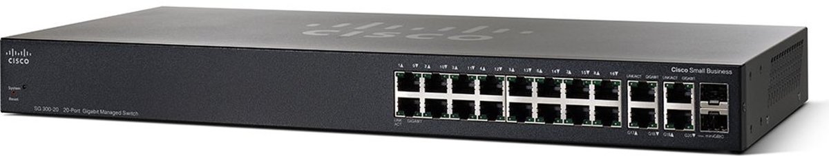 Cisco Small Business SG350-20 Managed L2/L3 Gigabit Ethernet (10/100/1000) Zwart 1U