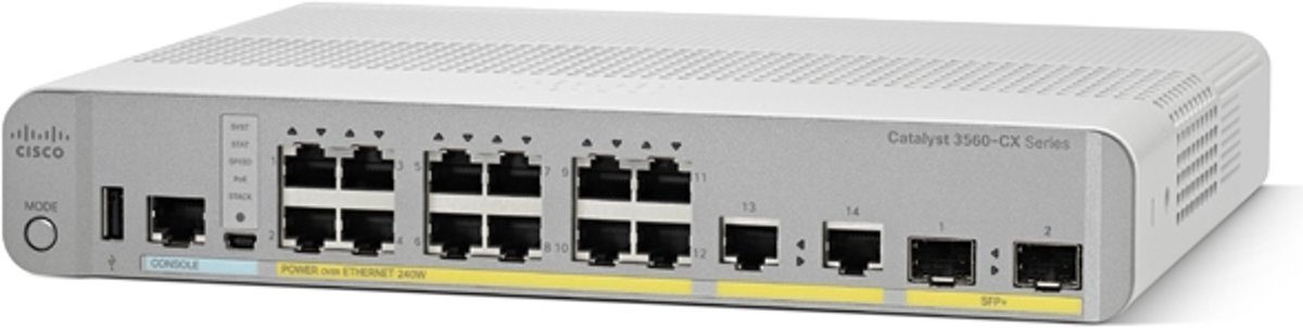 Cisco WS-C3560CX-8PT-S netwerk-switch Managed Gigabit Ethernet (10/100/1000) Wit Power over Ethernet (PoE)