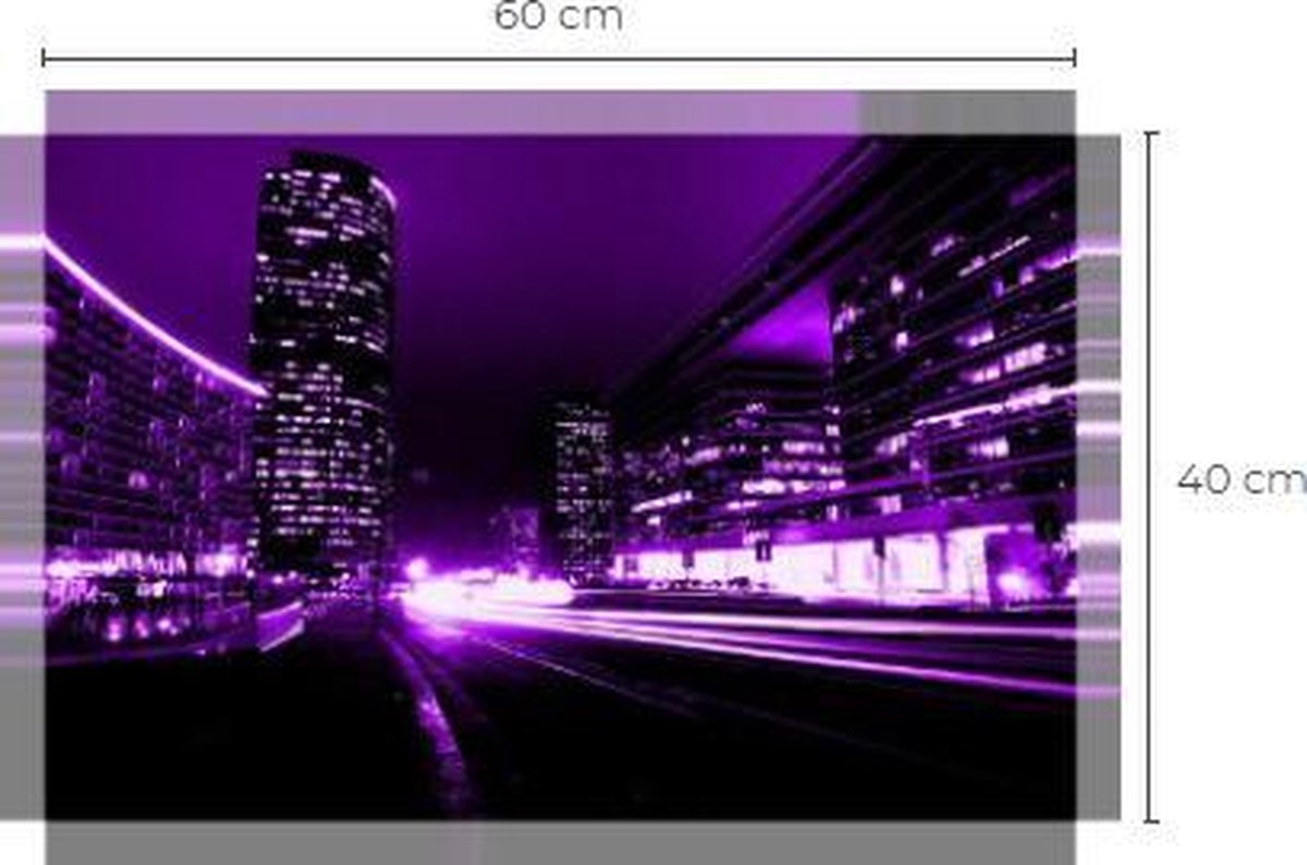 City  - Purple Night - NYC - Canvas - woonkamer - Slaapkamer - kaarten - Canvas