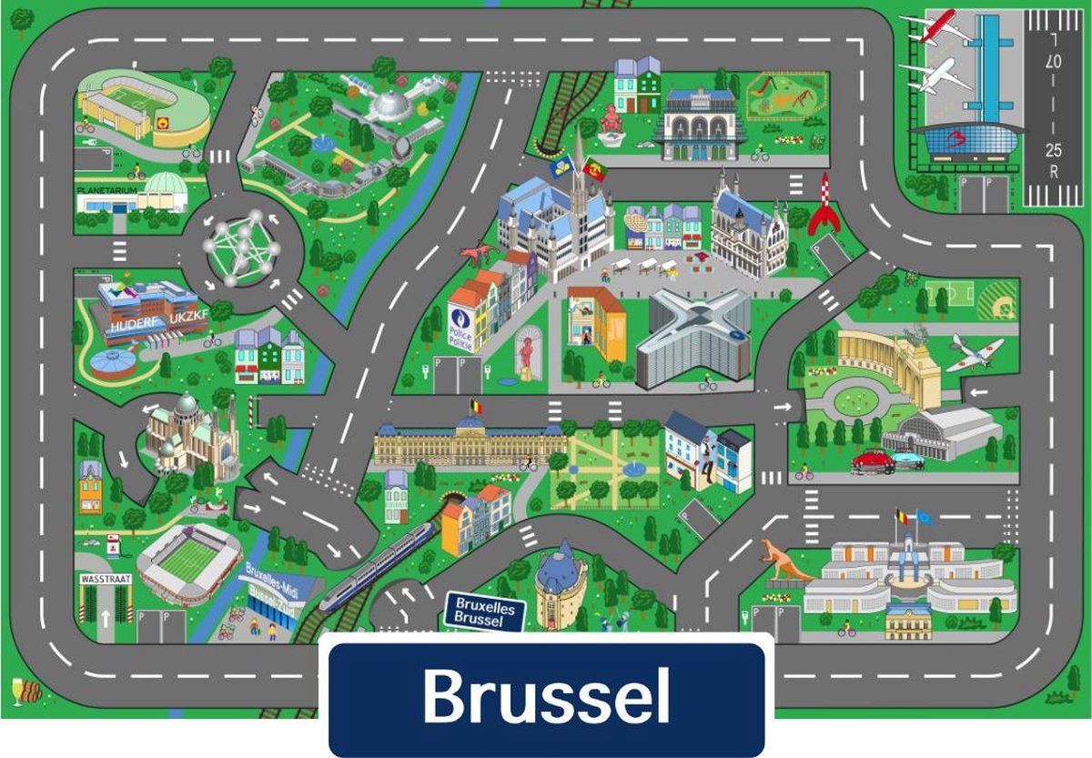 Speelkleed Brussel   - Autokleed - Verkeerskleed - - Speeltapijt - Speelmat Brussel