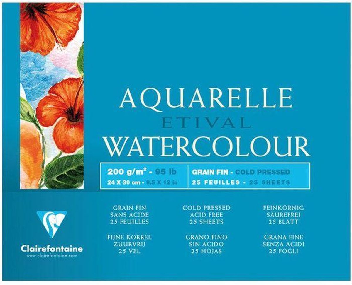 Clairefontaine Aquarelle Blok 25 vel 24 x 30 200 grams