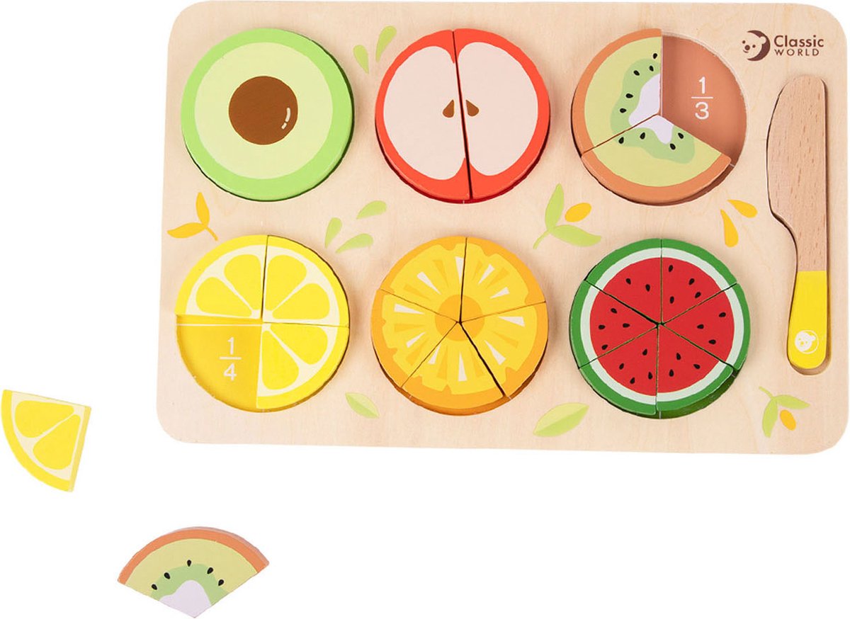 classic world houten fruit puzzel breuken