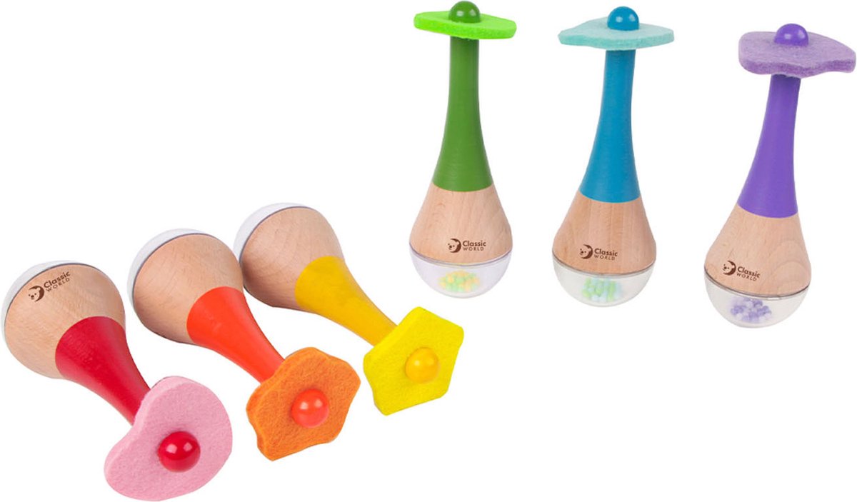 classic world houten regenboog maracas