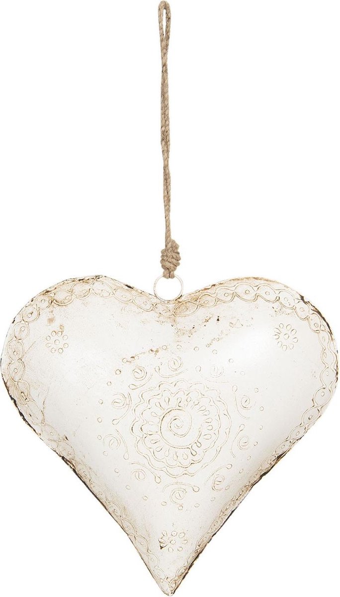   Decoratie Hanger Hart 6Y4167 27*12*27 cm - Wit Ijzer KersthangerKerstboomversiering