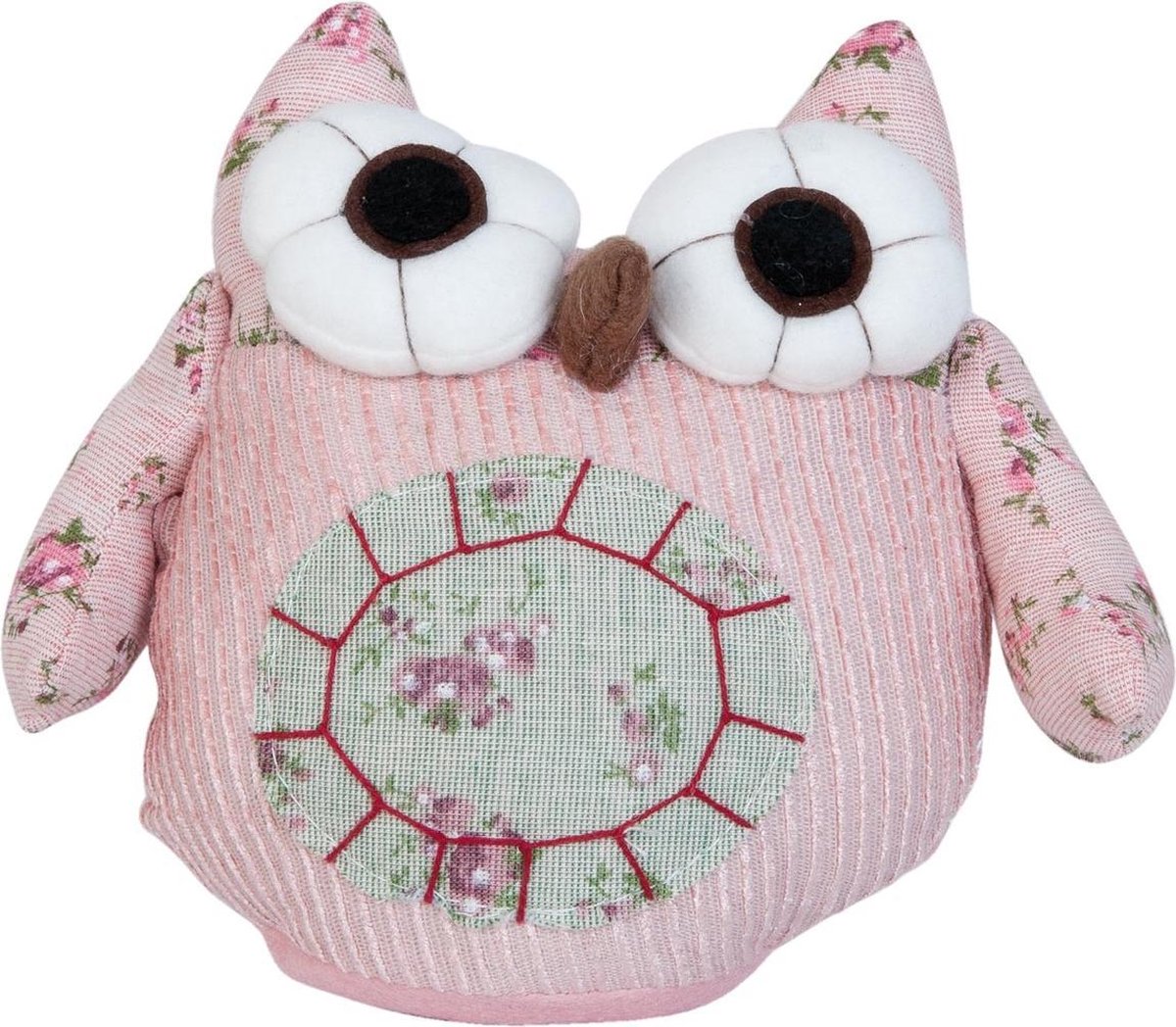 Clayre & Eef Decoratie Knuffel Uil TW0388 16*7*17 cm - Roze Polyester