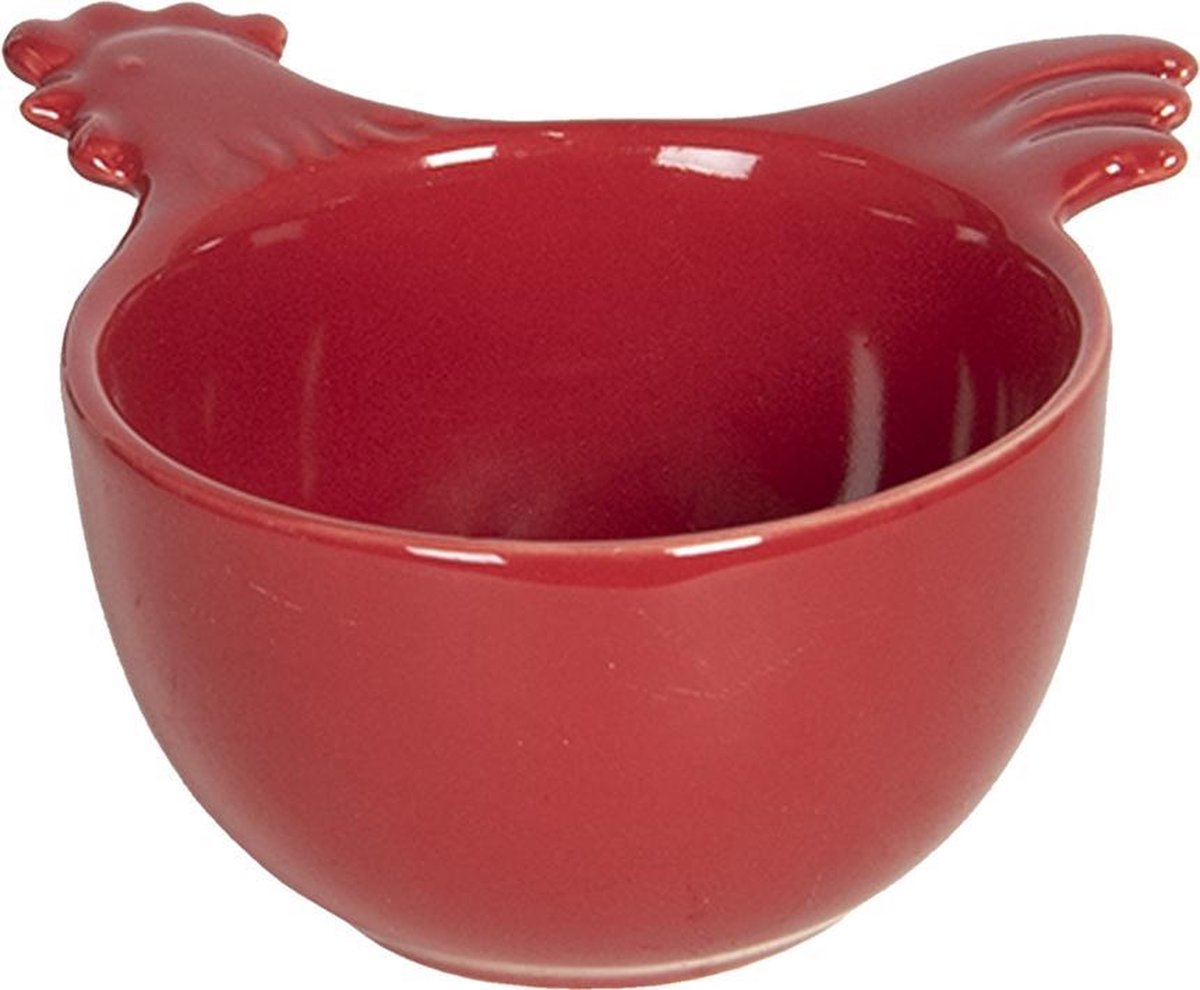 Clayre & Eef Maatlepel 11*11*6 cm Rood Keramiek Haan Rond Weeglepel Maatschep Maatcup