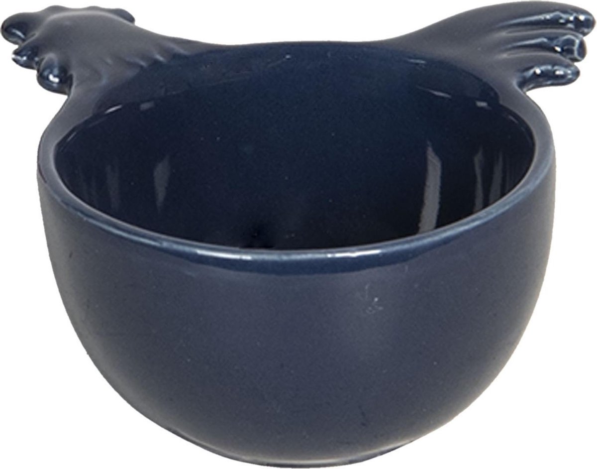 Clayre & Eef Maatlepel 9*9*5 cm Blauw Keramiek Haan Rond Weeglepel Maatschep Maatcup