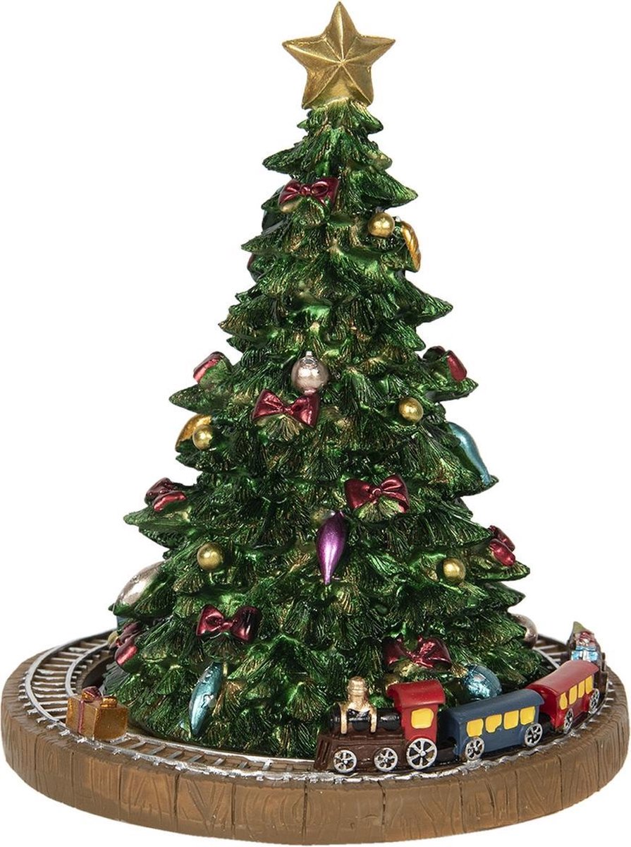   Muziekdoos Kerstboom Ø 15*18 cm Groen Kunststof Kerstdecoratie Beeld Decoratief Figuur Decoratieve Accessoires