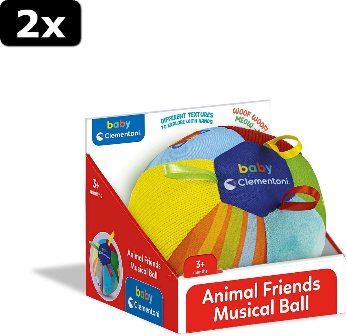 2x Clementoni Baby Animal Friends Muziek Ball