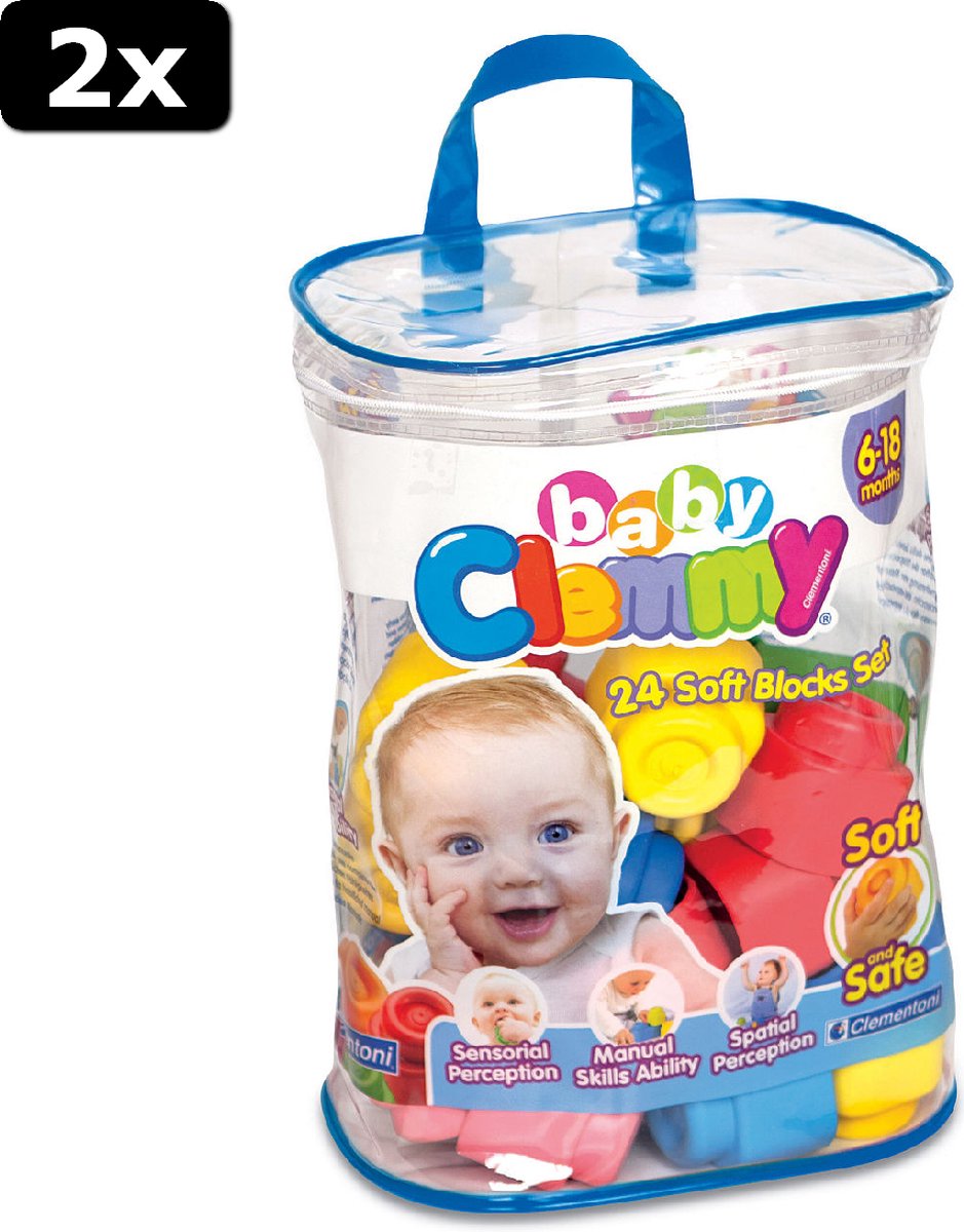 2x Clementoni Baby Clemmy Set 24 zachte blokken