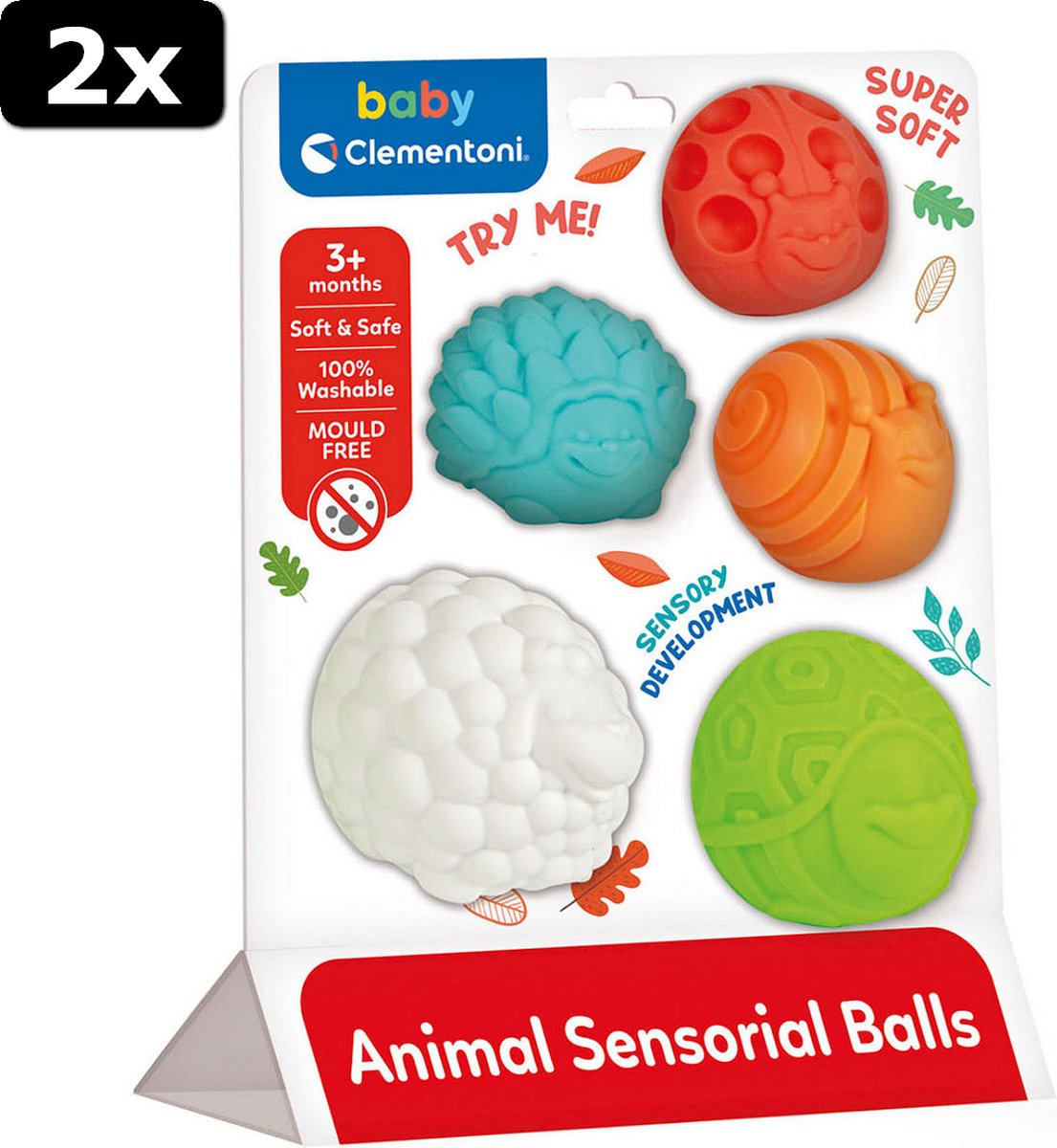 2x Clementoni Baby Sensorische Ballen Dieren