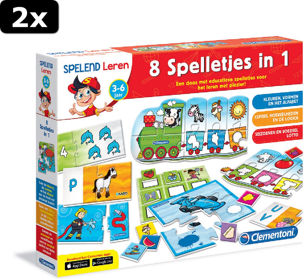 2x Clementoni Spelend Leren - 8 Spelletjes in 1