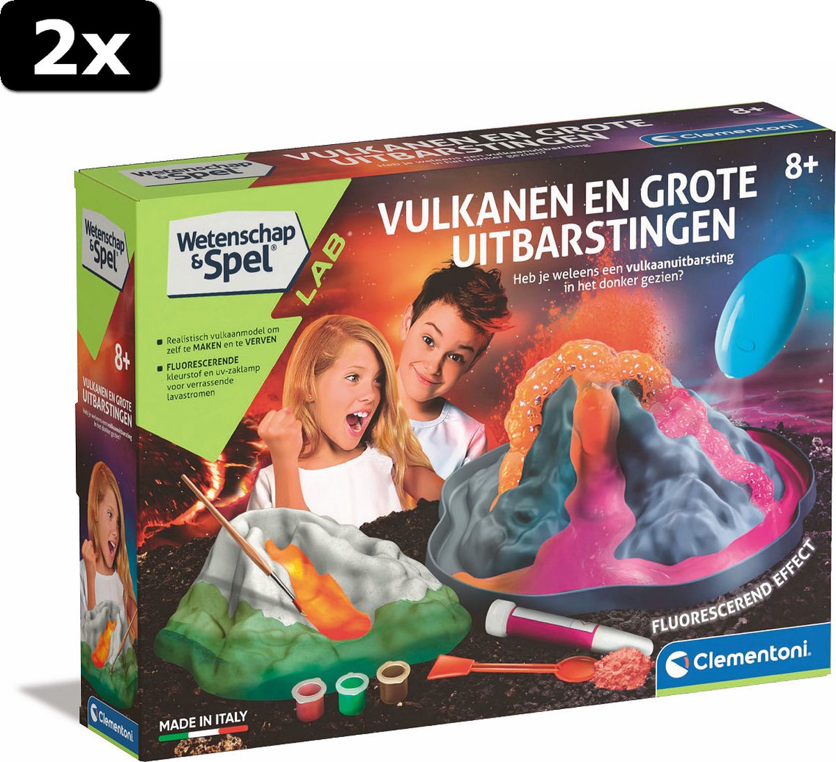 2x Clementoni Wetenschap en Spel Vulkaan Glow in the Dark set