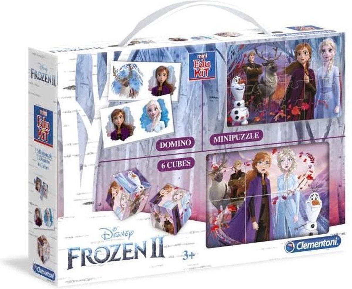 CLEMENTONI Mini Edukit - The Frozen 2 - Dominos, puzzel en 6 kubussen