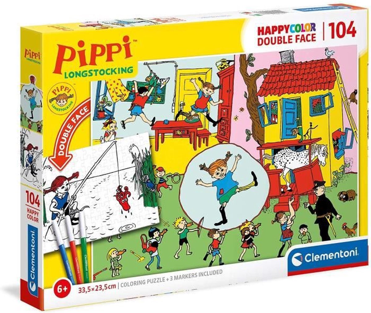 Clementoni - 25713 - Pippi Langkous - 104 kleurstukken