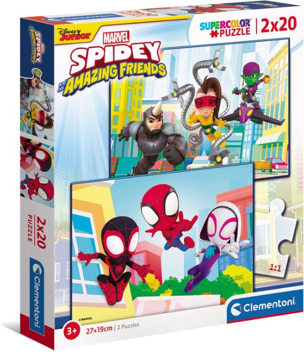 Clementoni  - Marvel Spidey en Zijn Geweldige Vrienden - Set van 2 puzzels - 2x20 Stukjes