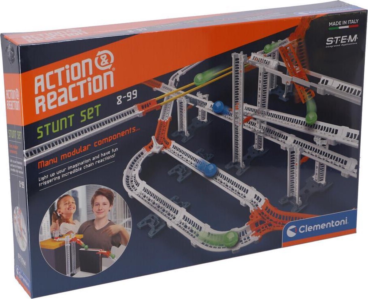 Clementoni Action and Reaction Stunt Set Knikkerbaan 99-delig