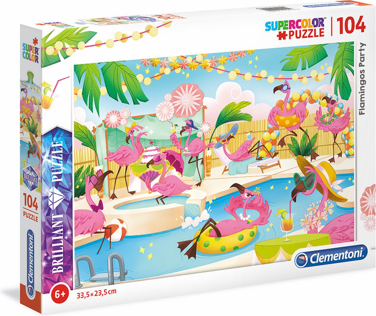 Clementoni Brilliant Puzzel 104 stukjes Flamingos