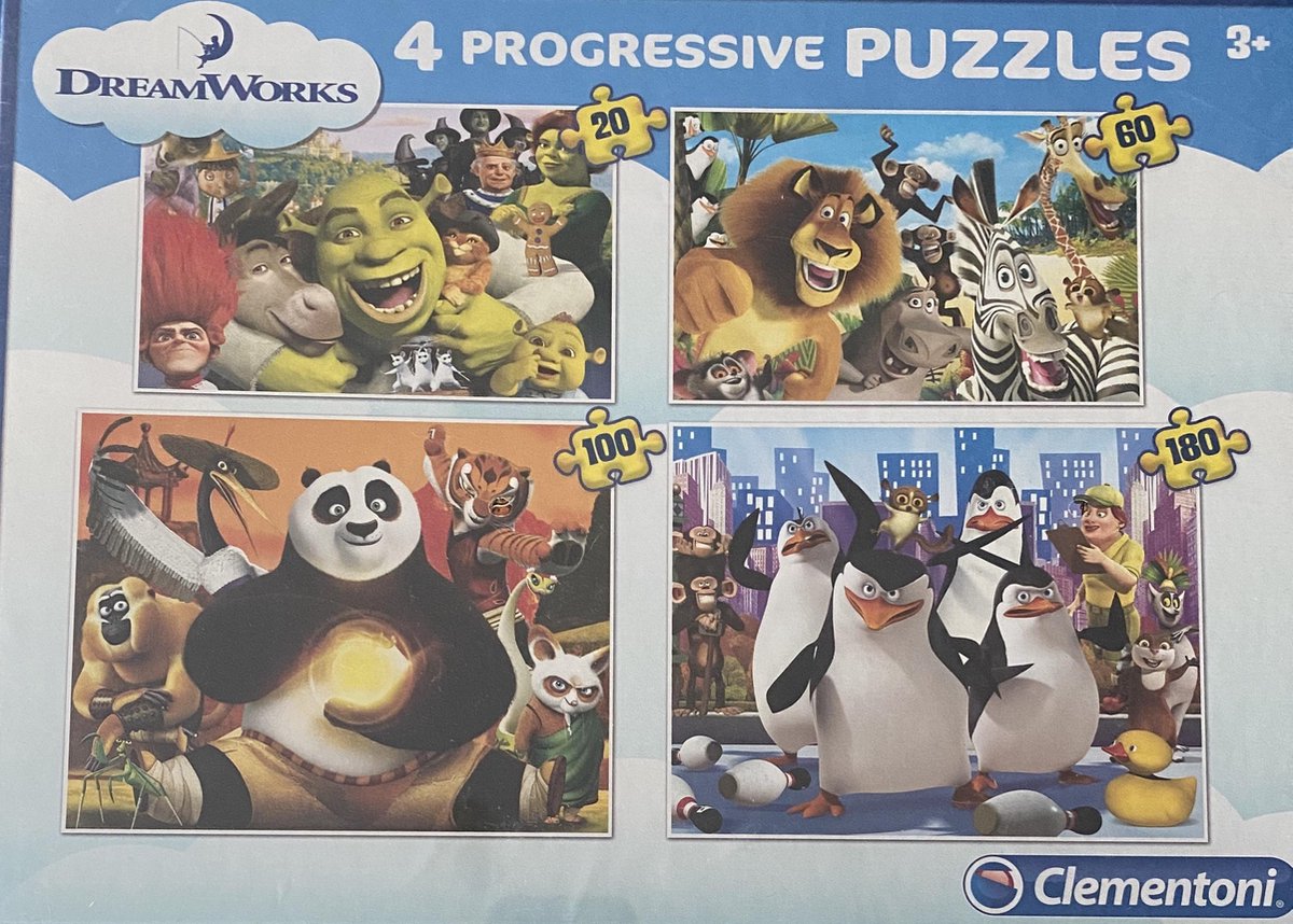 Clementoni Dreamworks 4 puzzels Shrek Kungfu panda