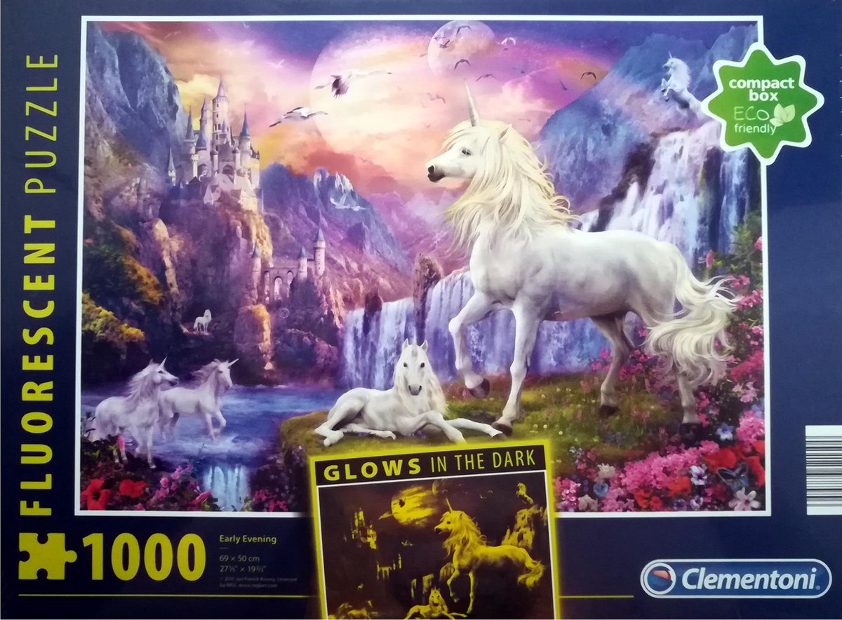 Clementoni Glows in the Dark Puzzel - Unicorn - Early Evening - 1000 Stukjes