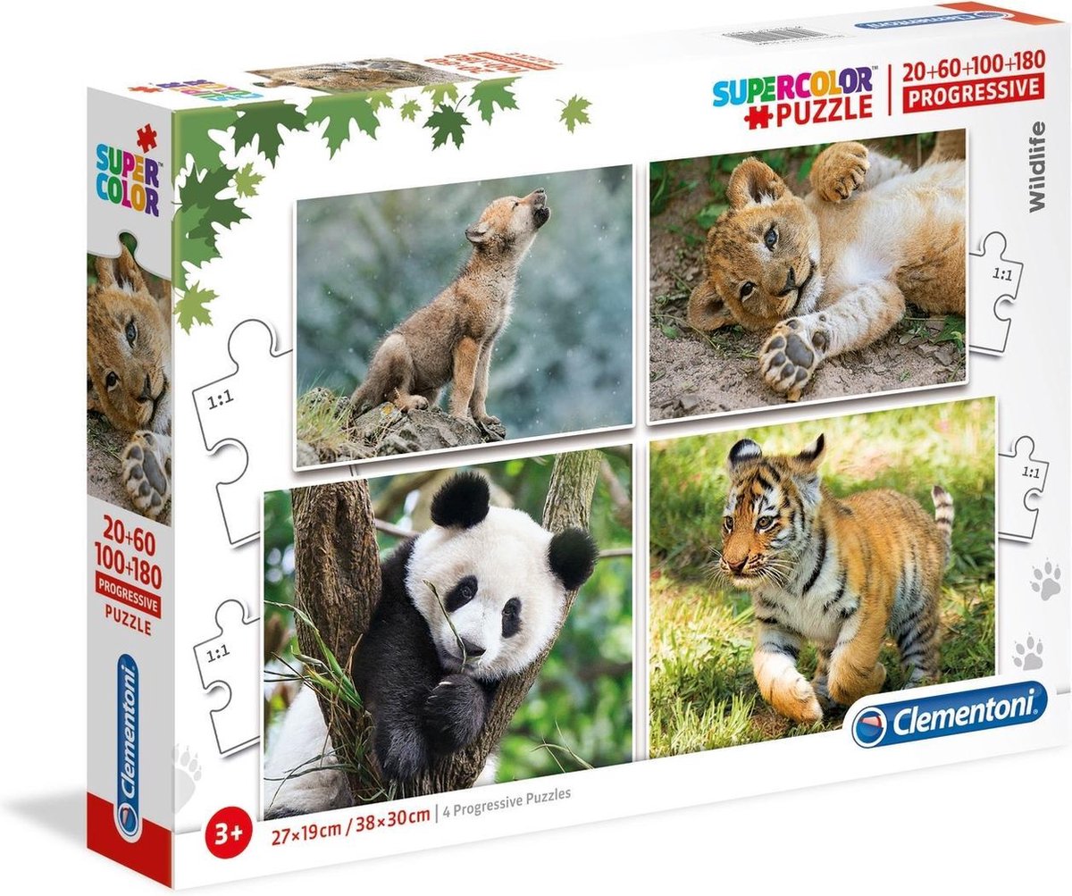 Clementoni Legpuzzel Wildlife 4 Puzzels 20/60/100/180 Stukjes