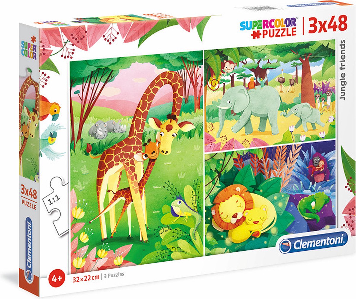 Clementoni Puzzel 3x48 stukjes Jungle Friends