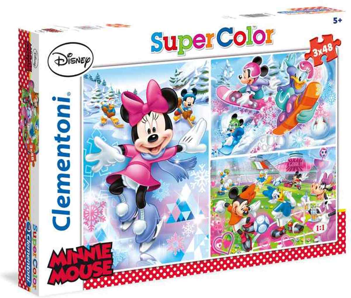 Clementoni Supercolor puzzel - Disney Minnie Mouse Sport - 3 puzzels van 48 stukjes